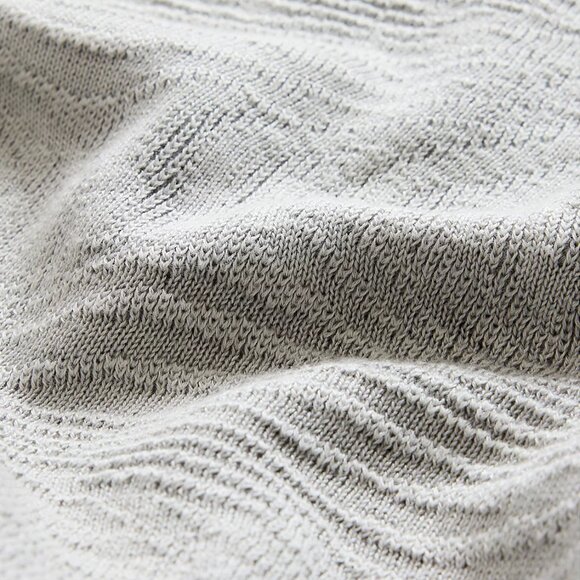 John Varvatos Collection Men's Mercer Wave Jacquard Knit Cotton Sweater Silver - Picture 4 of 7